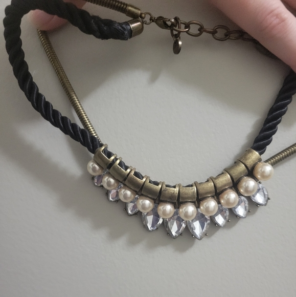 Loft Antique Goldtone and Black Rope Necklace 🍇 - Picture 2 of 4